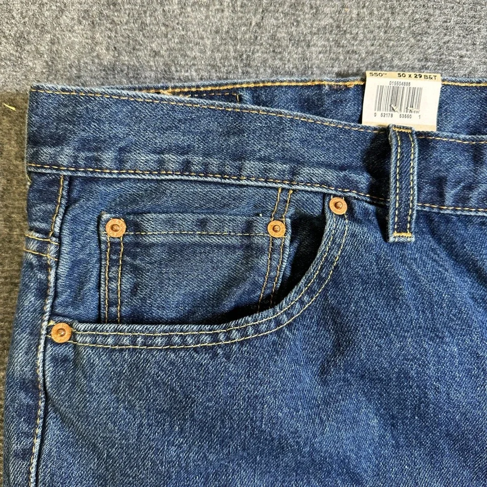 NWT Levis 550 Relaxed Fit Tapered Leg Jeans Mens 50x29 Big and Tall Blue Denim